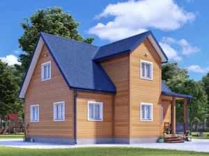 ДОМ ИЗ КАРКАСА 7×9 «ДК34» (110 кв.м., 2 этажа, 7 на 9, с мансардой, террасой и 2 санузлами)