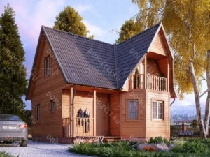 ДОМ ИЗ КАРКАСА 7×7 «ДК12» (60 кв.м., 2 этажа, 7 на 7, с мансардой, балконом и террасой)