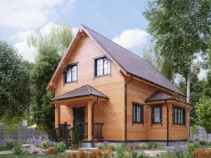 ДОМ ИЗ КАРКАСА 7,5×10 «ДК15» (100 кв.м., 2 этажа, 7 на 10, с мансардой, террасой и 3 спальнями)