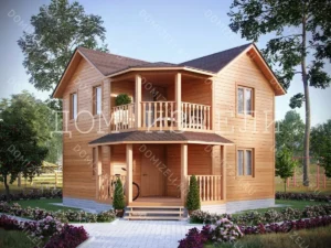 ДОМ ИЗ КАРКАСА 6×6 «ДК11» (56 кв.м., 2 этажа, 6 на 6, с мансардой, балконом и террасой)